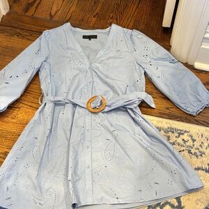 Zara Light Blue belted dress size small